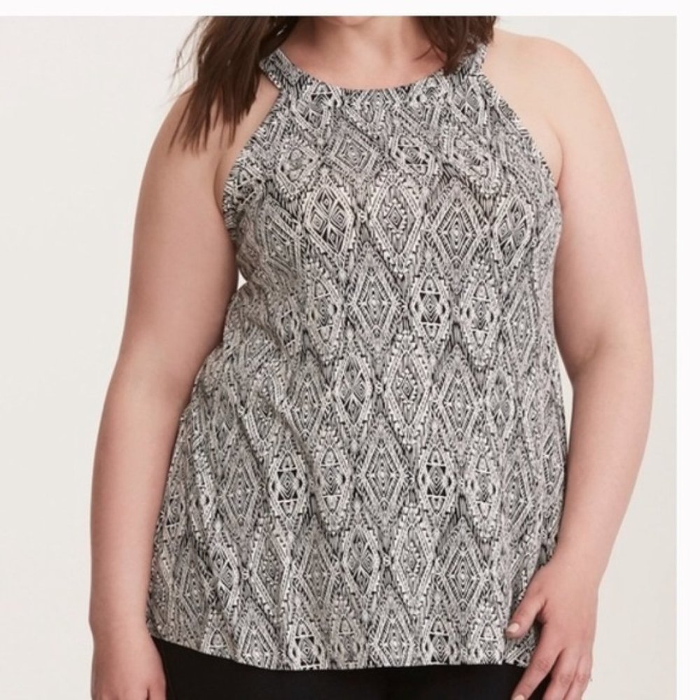 Torrid Black and White Aztec Tank